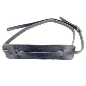 VTG Fender Genuine Leather Padded Guitar Strap Black Adjustable Made in Canada